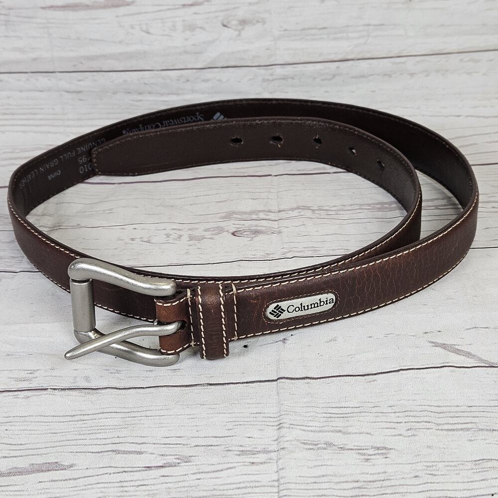 Columbia Sportswear Men's Brown Full Grain Leather Belt Size 38/95 Casual